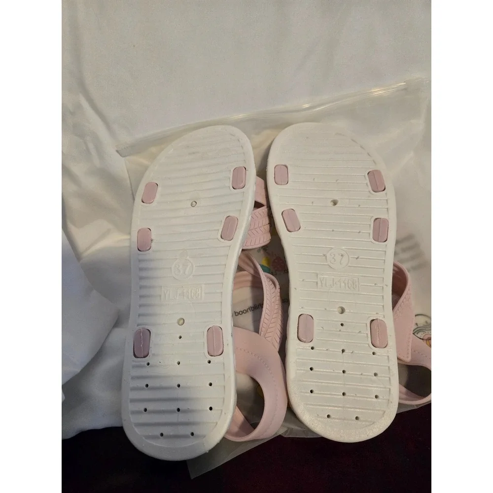 Girls Pink Flower Sandals Kids Summer Shoes Cute Casual Size 37‎